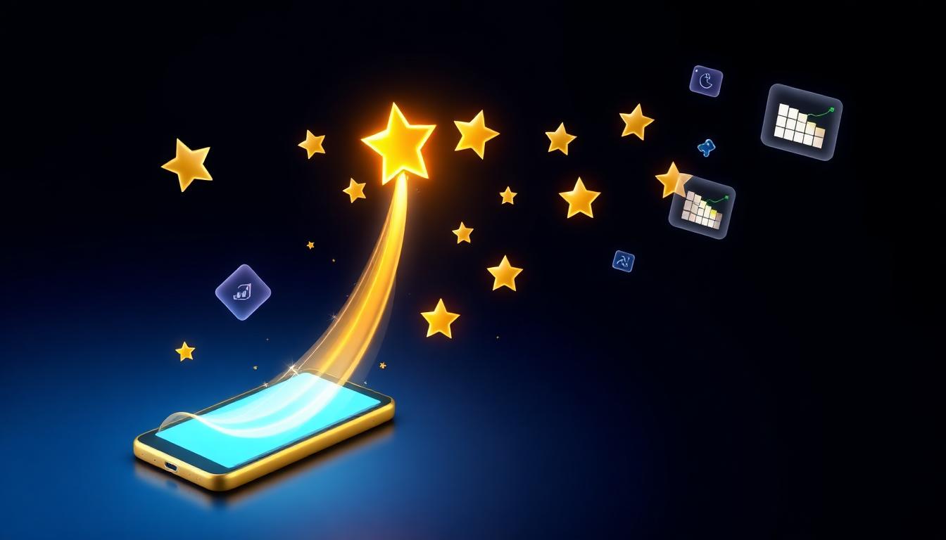 Abstract illustration of app store optimization and mobile app launch strategy