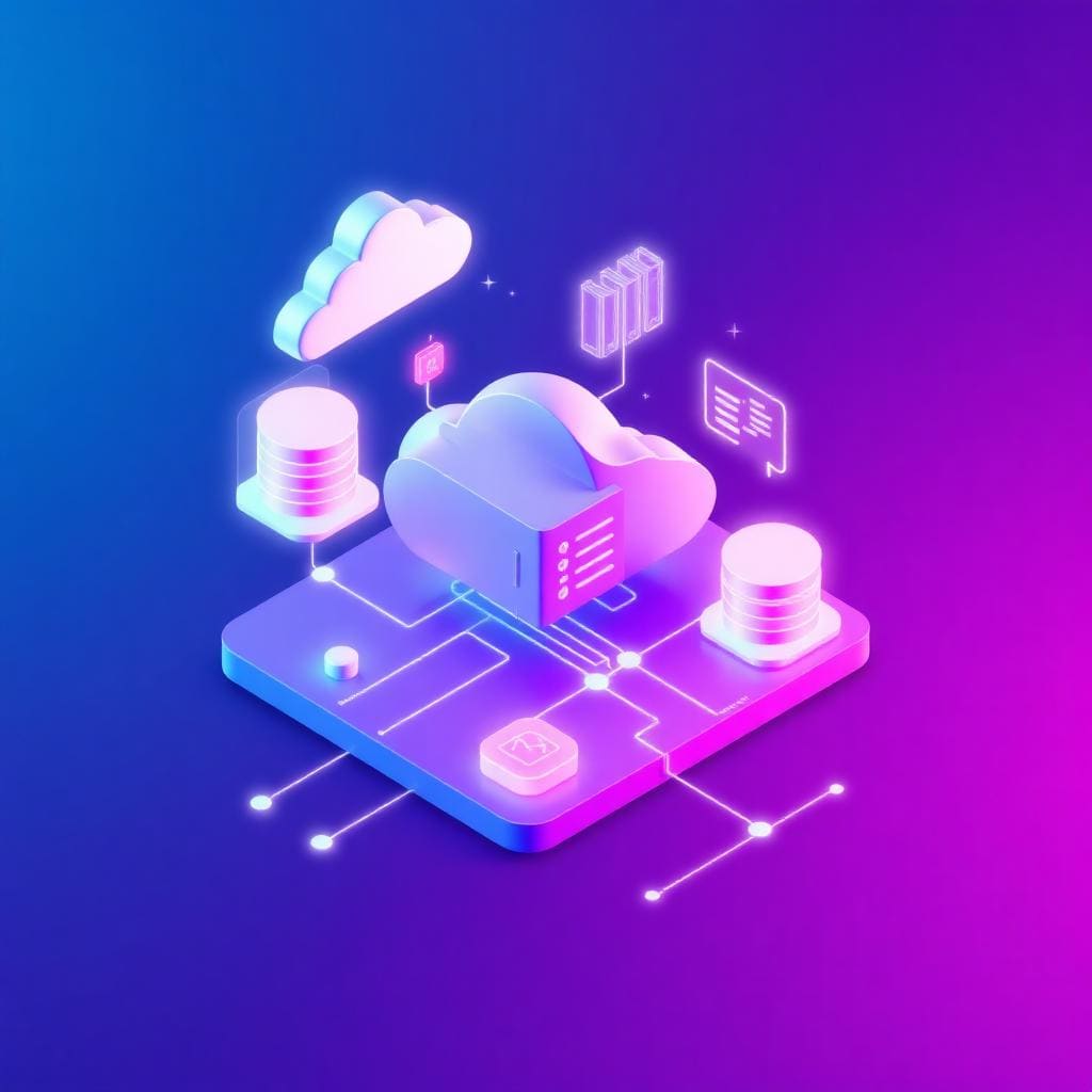 Cloud computing and mobile backend infrastructure visualization for scalable AI pet applications