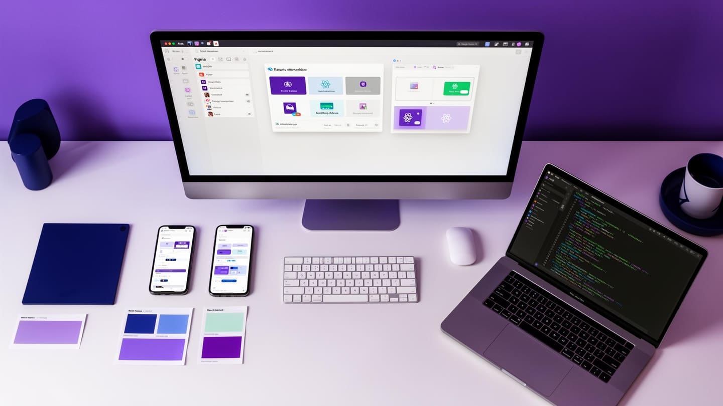 سير عمل تنفيذ تصميم Figma إلى تطبيق الجوال يوضح عملية تسليم التصميم