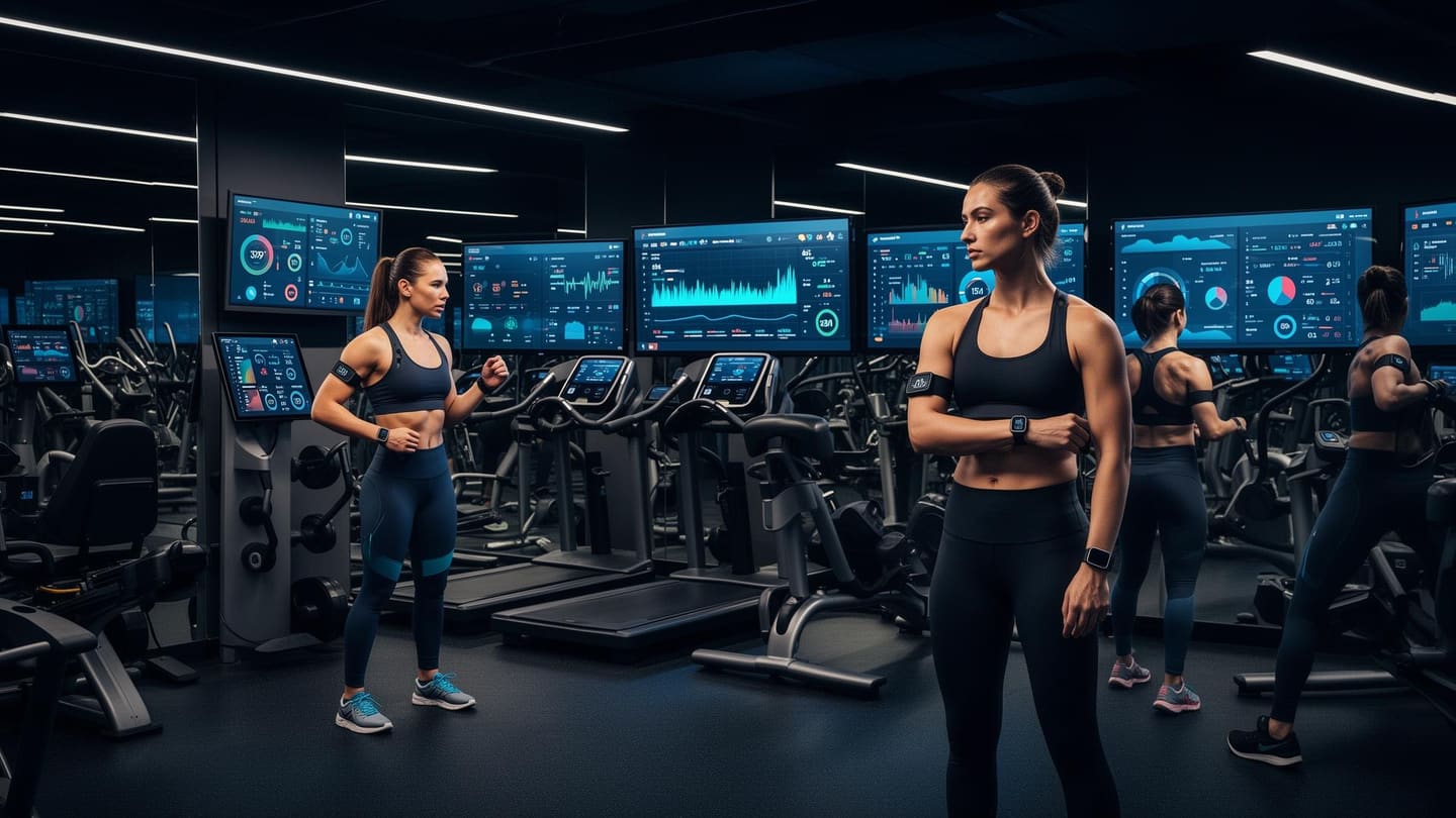 Fitness app development and wearable technology integration visualization
