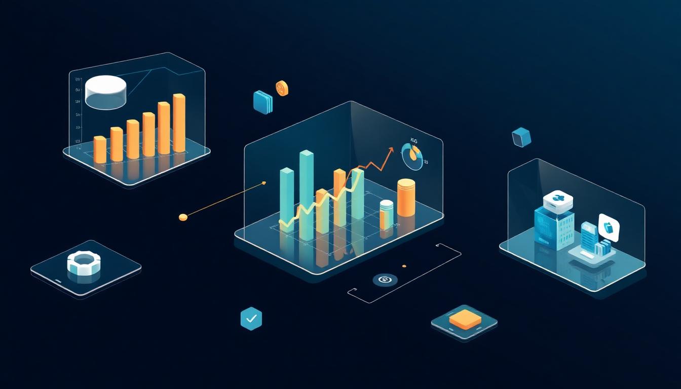 Abstract illustration of mobile app development cost analysis with charts and platform icons