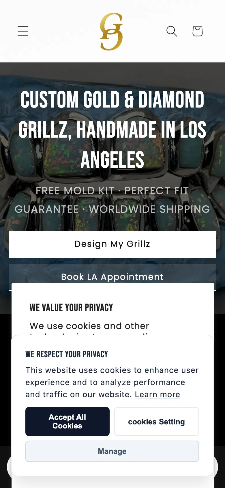 Grillz.com — mobile view