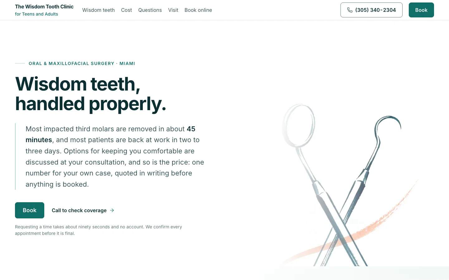 Miami AI Agent Clinic — desktop view of the live healthcare ai agents built by Frenchy Digital