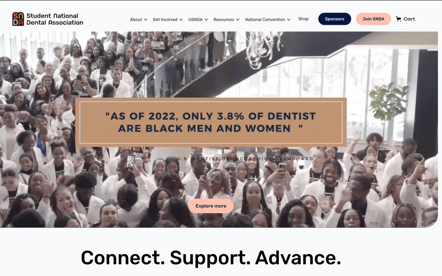 Student National Dental Association — desktop view of the live association website built by Frenchy Digital