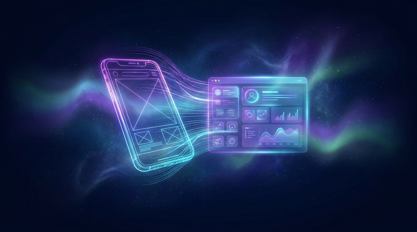Designer's workspace showing a mobile app UI/UX design system with wireframes, color palettes, and component libraries laid out on a screen