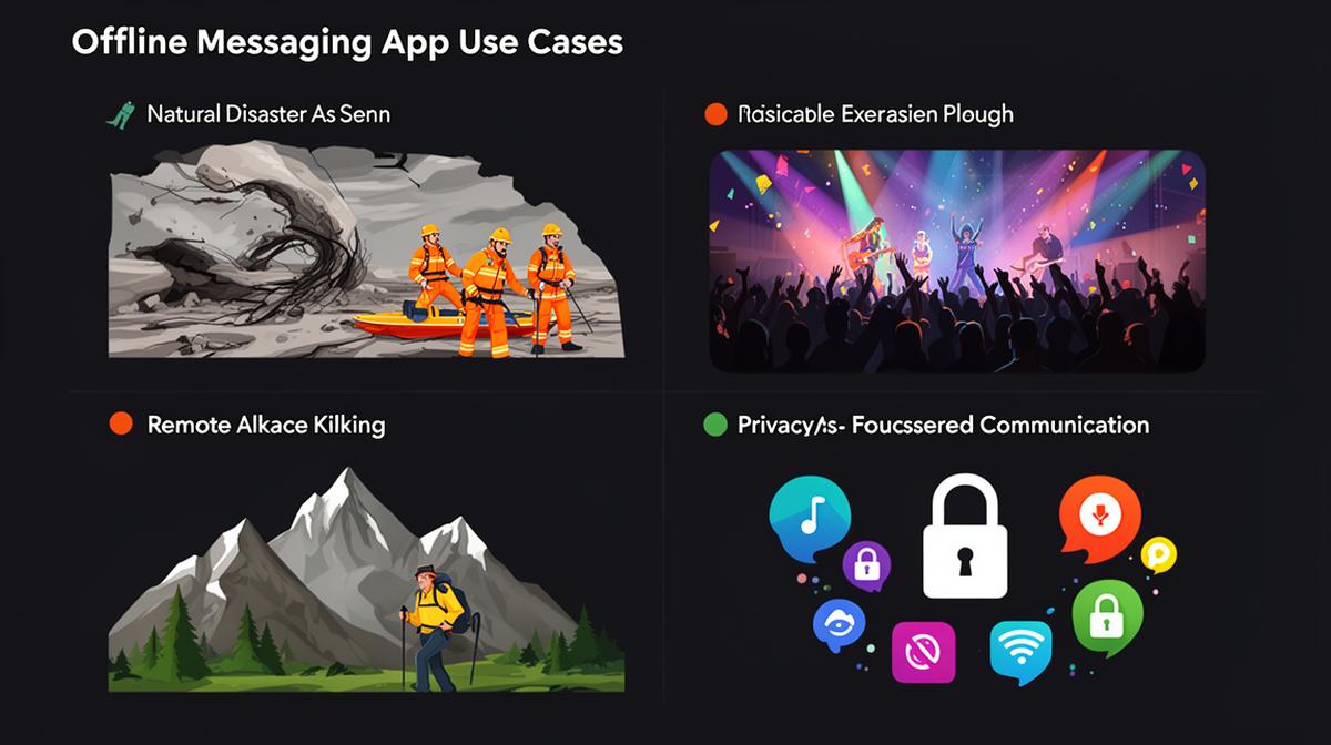 Offline messaging app use cases: disasters, protests, remote areas, events